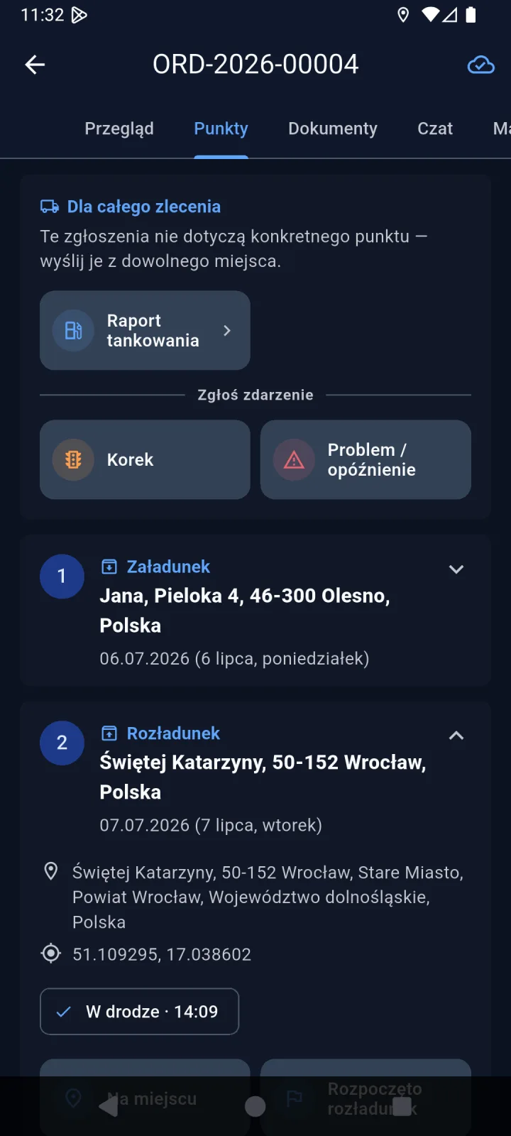LiteTMS mobile driver app showing delivery status, photo upload, and CMR management